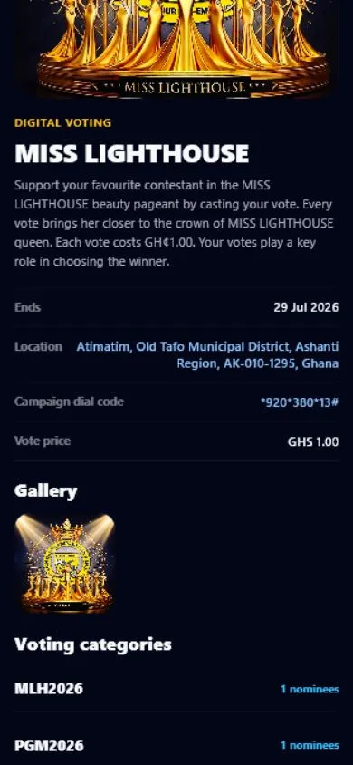 Interface de vote de l’application SparkGlim Audience existante